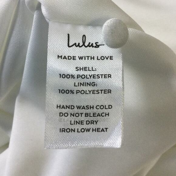LULU'S SZ M Slinking Out Loud White Satin Side Button Slip Midi Dress NEW B85 - Picture 11 of 11